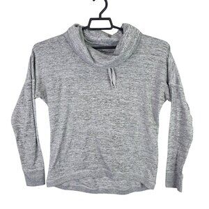 Womens Gerry Heathered Gray Cowl Neck Pullover Sweater Drawstring Long Sleeve L